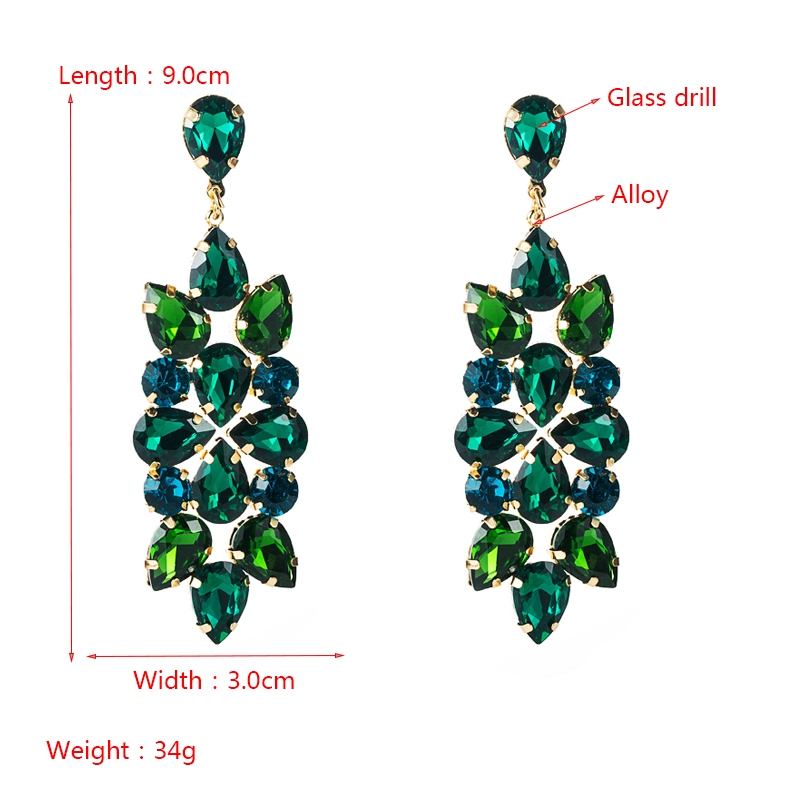 الرجعية كامل الماس اللون حجر الراين الزجاج الماس زهرة أقراط بالجملة Nihaojewelry display picture 1