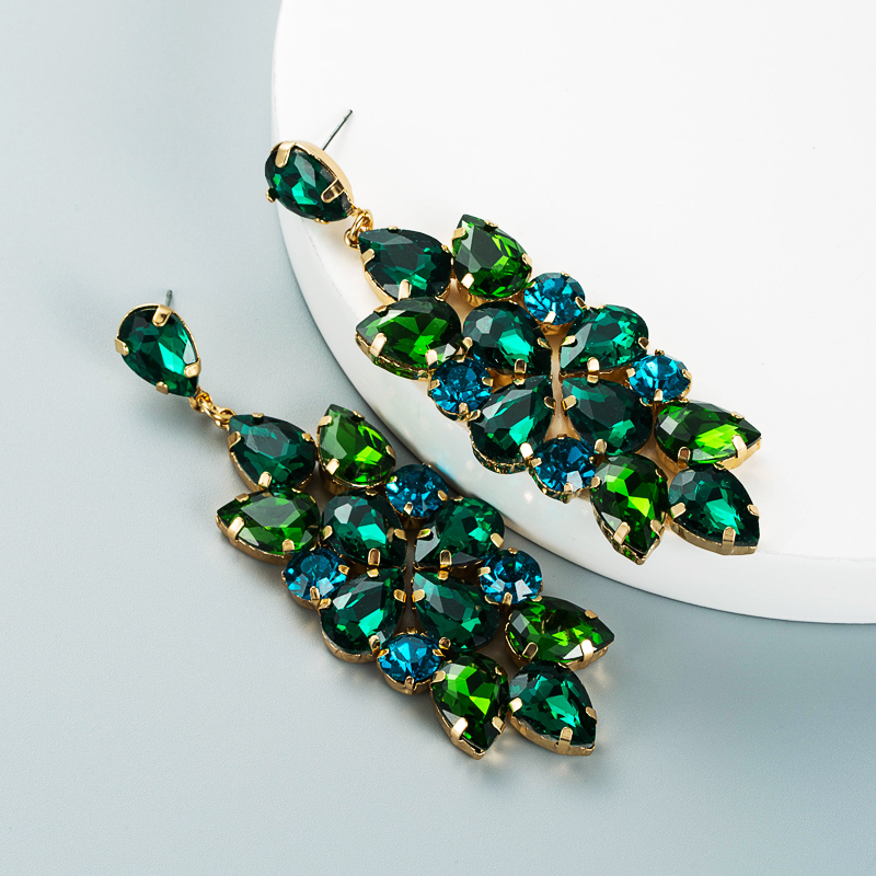 Retro Full Diamond Color Rhinestone Glass Diamond Flower Earrings Wholesale Nihaojewelry display picture 6