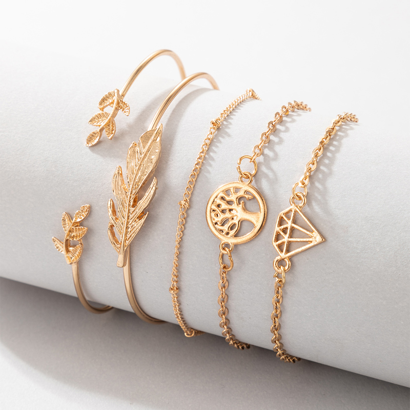 الكورية الإبداعية أوراق هندسية منحوتة سوار مجموعة الجملة Nihaojewelry display picture 2