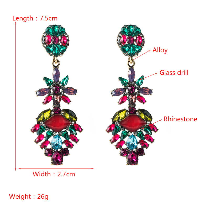 Fashion Colored Diamond Multi-layer Alloy Rhinestone Flower Earrings Wholesale Nihaojewelry display picture 1