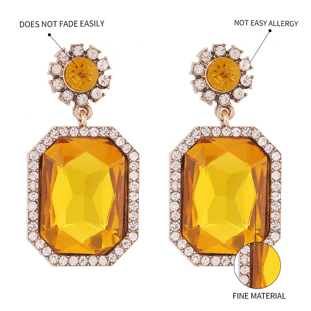 Boucles D&#39;oreilles Carrées En Diamant De Mode En Gros Nihaojewelry display picture 2