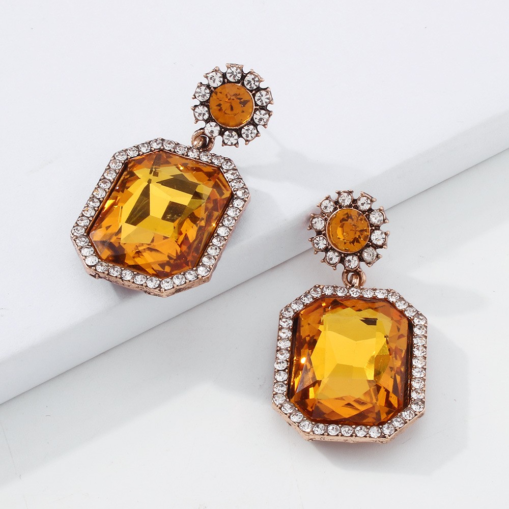 Boucles D&#39;oreilles Carrées En Diamant De Mode En Gros Nihaojewelry display picture 4