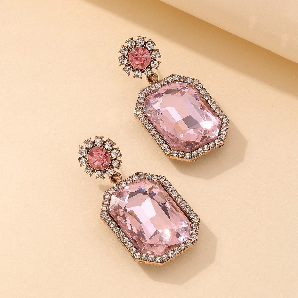 Fashion Diamond Square Earrings Wholesale Nihaojewelry display picture 6