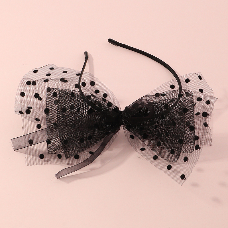 Simple Net Yarn Polka Dots Bow Hairband Wholesale Nihaojewelry display picture 2