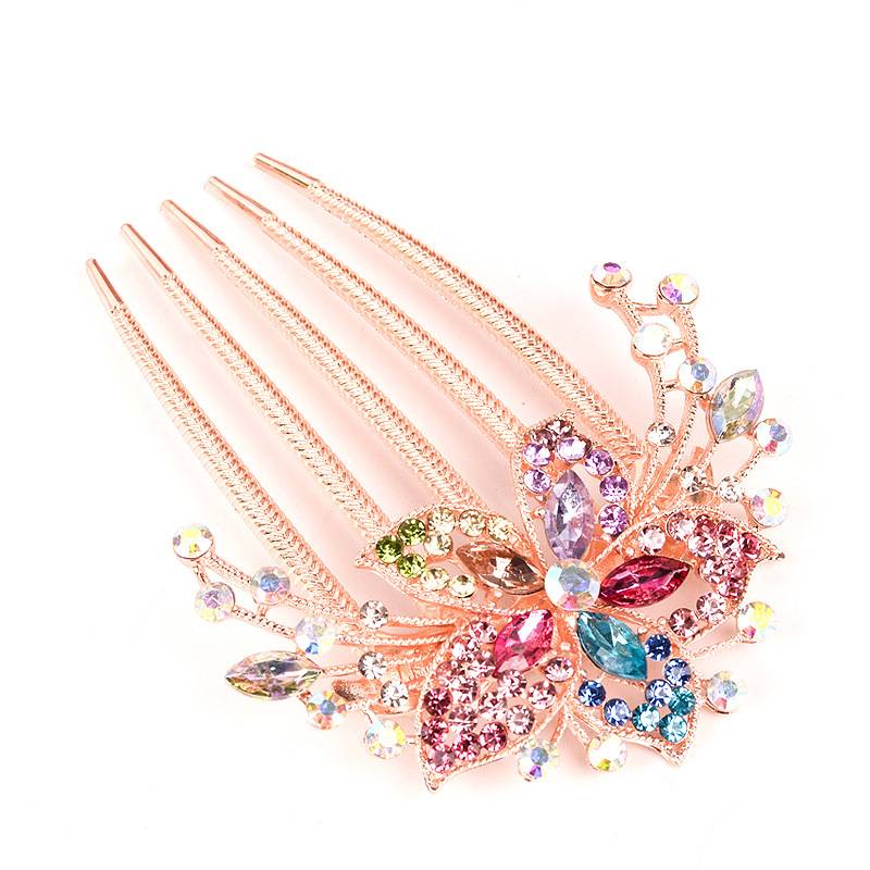 Alloy Rhinestone-inlaid Comb Hair New Hair Accessories Five-tooth Comb Plate Hair Clip display picture 5