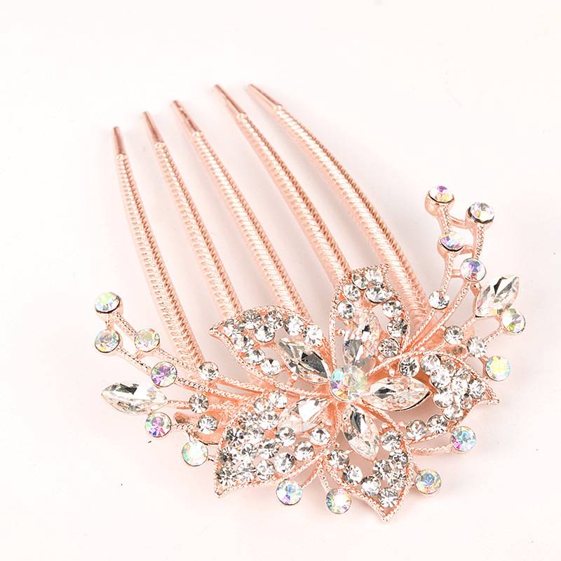Alloy Rhinestone-inlaid Comb Hair New Hair Accessories Five-tooth Comb Plate Hair Clip display picture 8