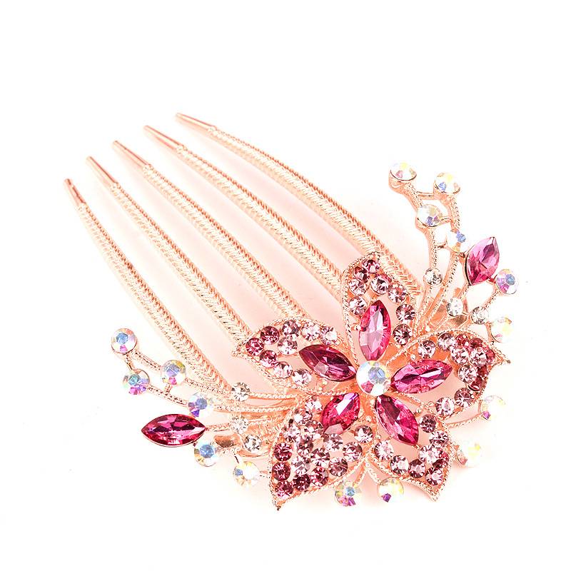 Alliage Strass Incrusté De Peigne Cheveux Nouveaux Accessoires De Cheveux Peigne À Cinq Dents Plaque Pince À Cheveux display picture 10