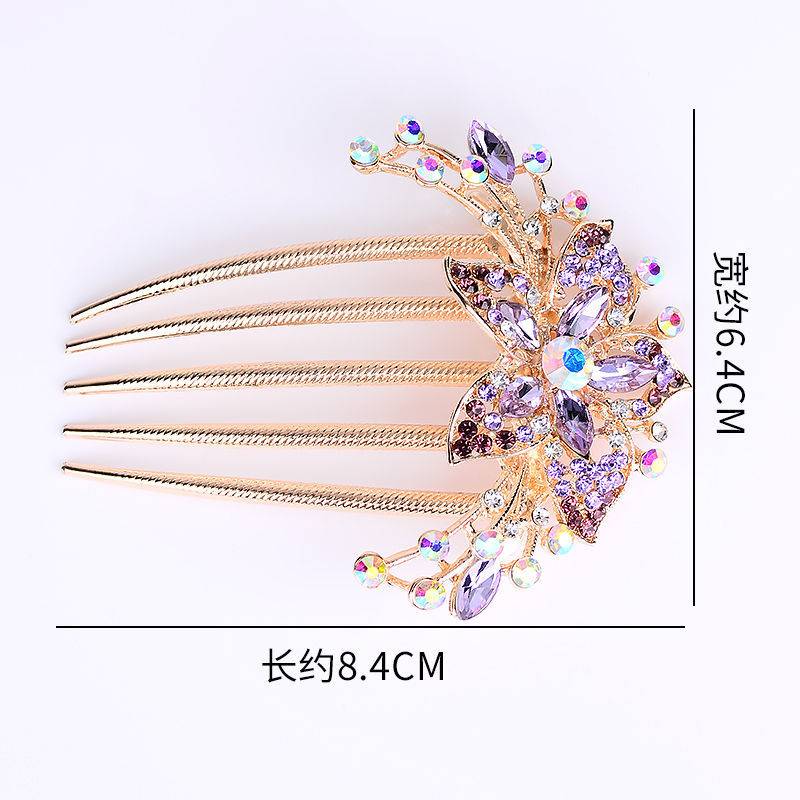 Alloy Rhinestone-inlaid Comb Hair New Hair Accessories Five-tooth Comb Plate Hair Clip display picture 16