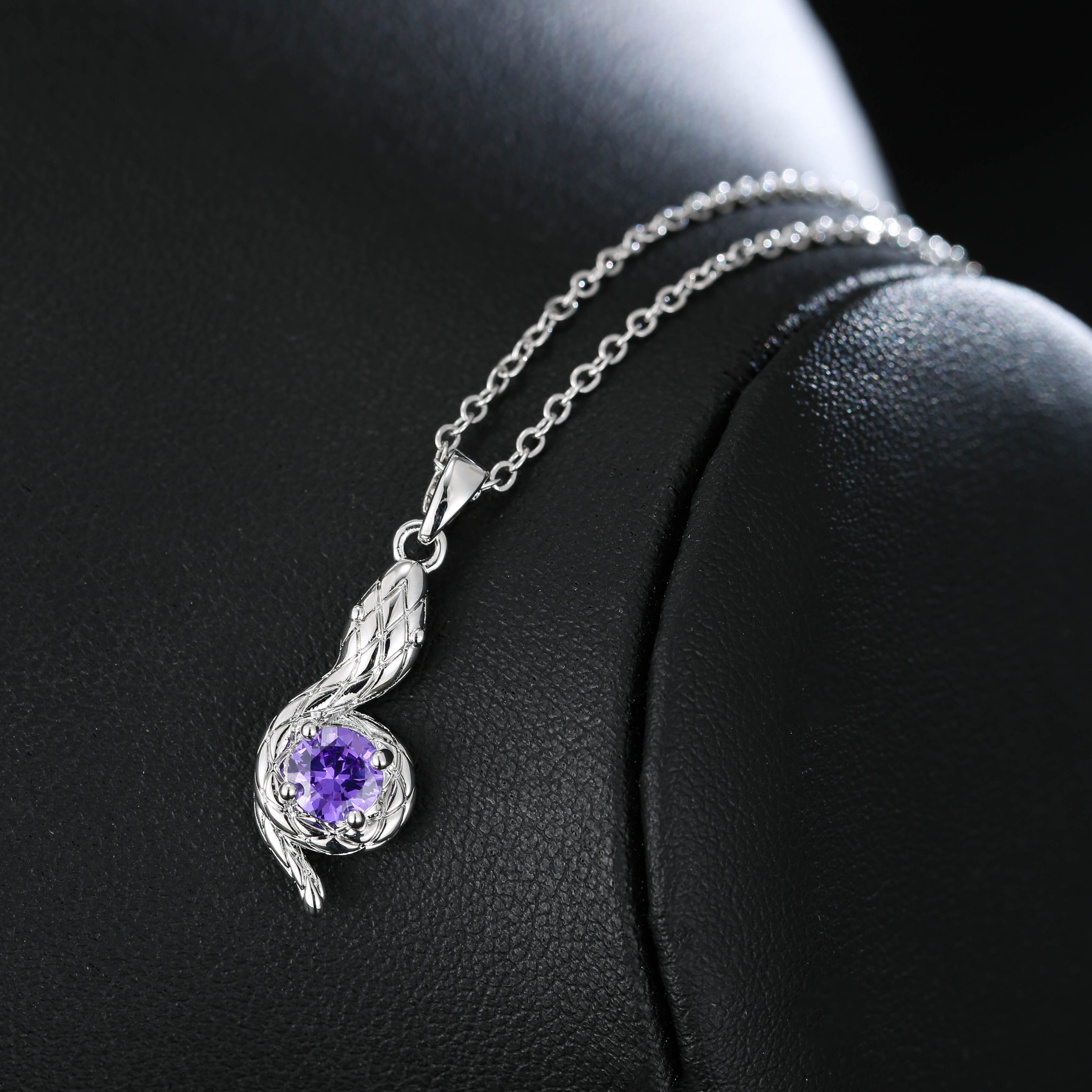 New Fashion Purple Rhinestone Pendant Snake Necklace display picture 2