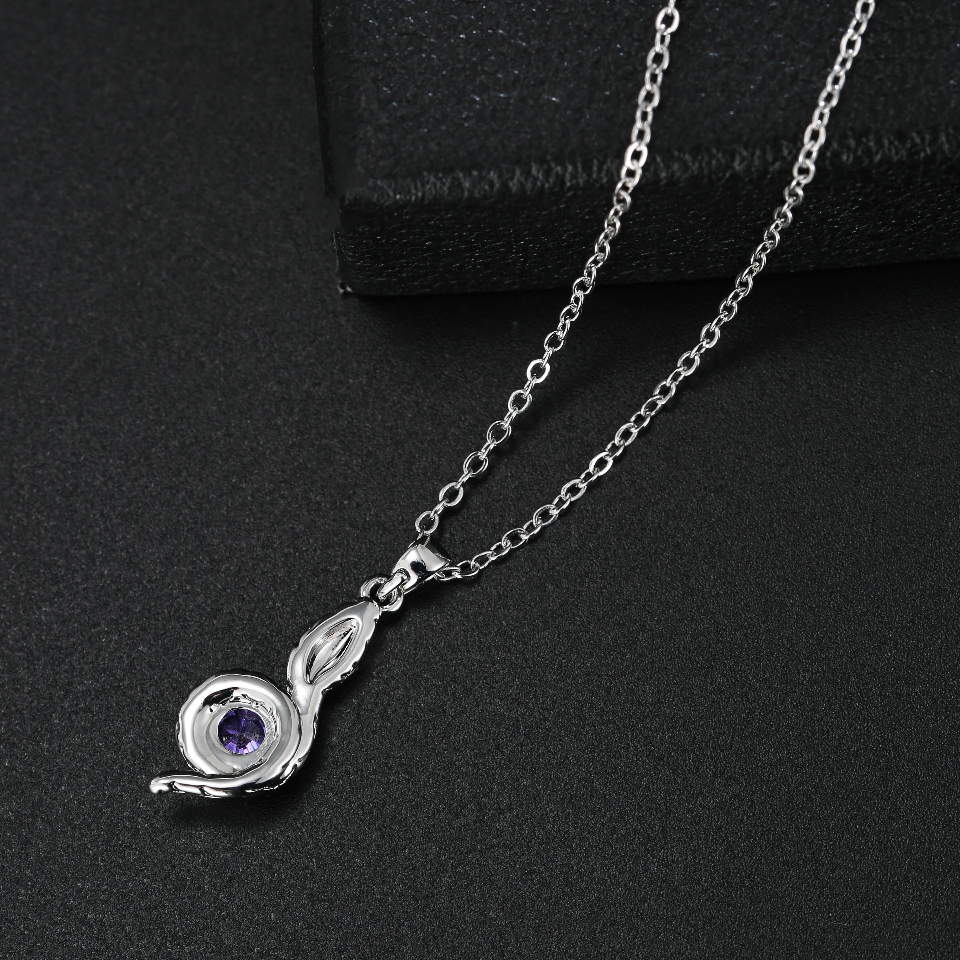 New Fashion Purple Rhinestone Pendant Snake Necklace display picture 4