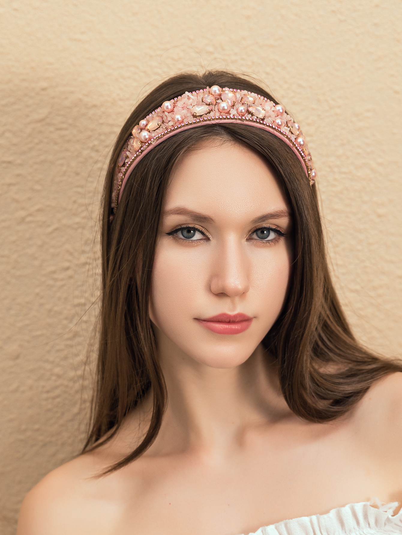 Pink Crystal Gem Rhinestone Baroque Headband display picture 6