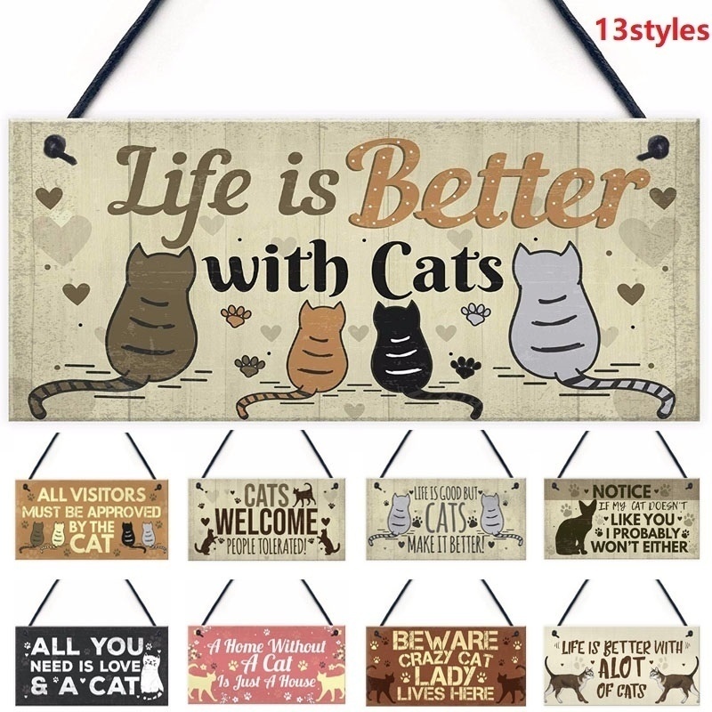 European And American Wooden Sign Cat Tag Listing Ornaments Wood Decoration display picture 1