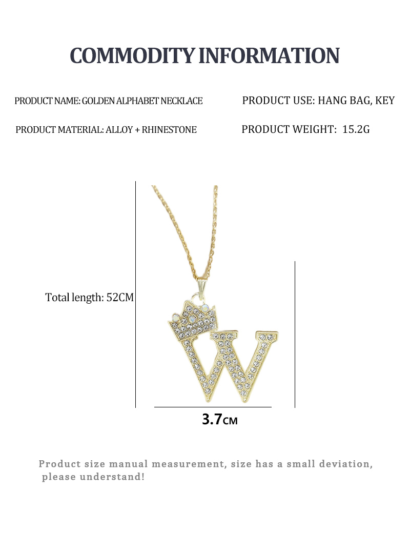 Creative Alloy Rhinestone Crown Letter Necklace Sweater Chain Wholesale display picture 2