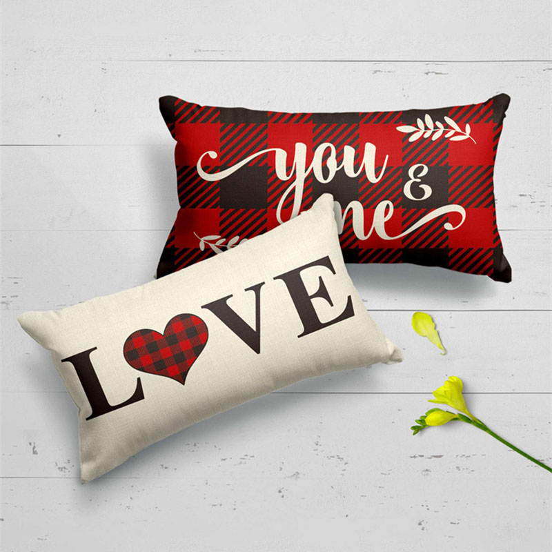 45*45cm 30*50cm Valentine's Day Linen Plaid Pillowcase Set Of 4 display picture 4
