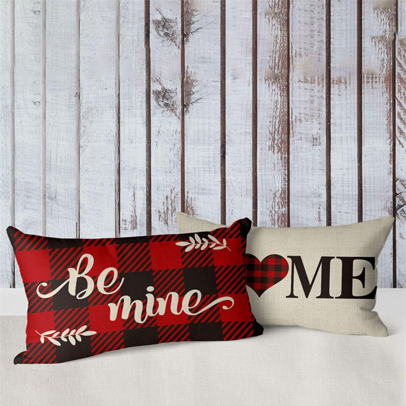 45*45cm 30*50cm Valentine's Day Linen Plaid Pillowcase Set Of 4 display picture 5