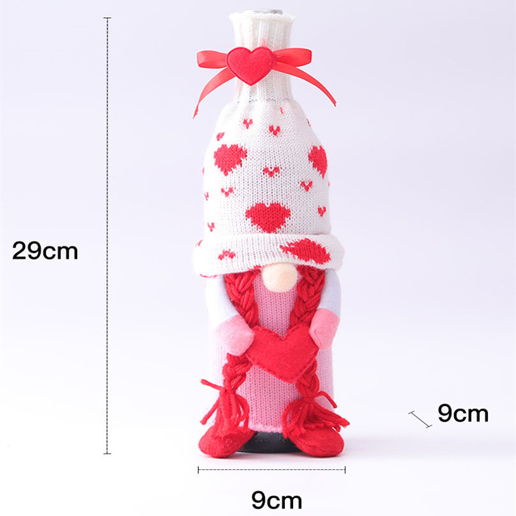 Valentine's Day Decorative Red Wine Cover Faceless Doll Heart Wine Bottle Cover display picture 3