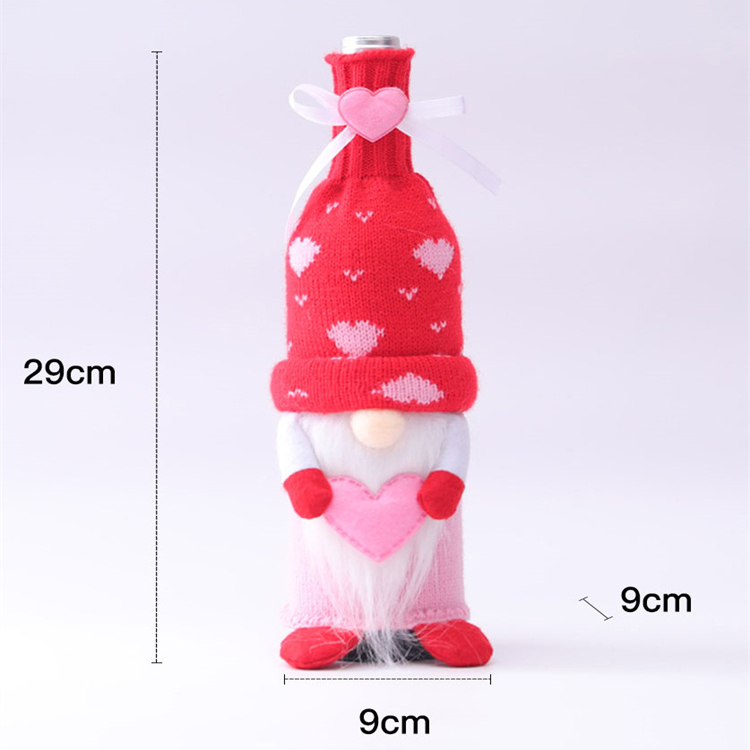 Valentine's Day Decorative Red Wine Cover Faceless Doll Heart Wine Bottle Cover display picture 5