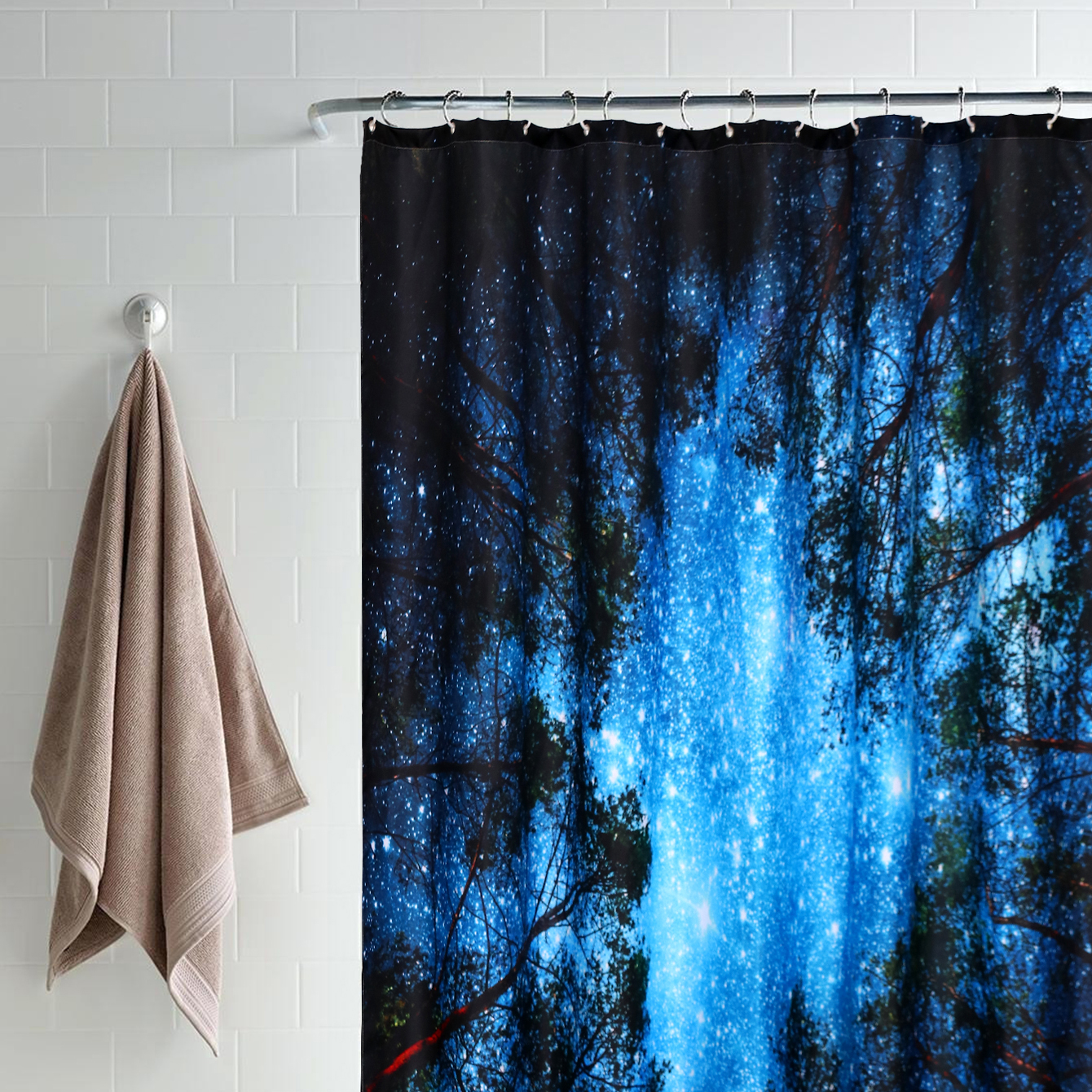 1 Pc Of Star Polyester Print Shower Curtain 180*180 display picture 1
