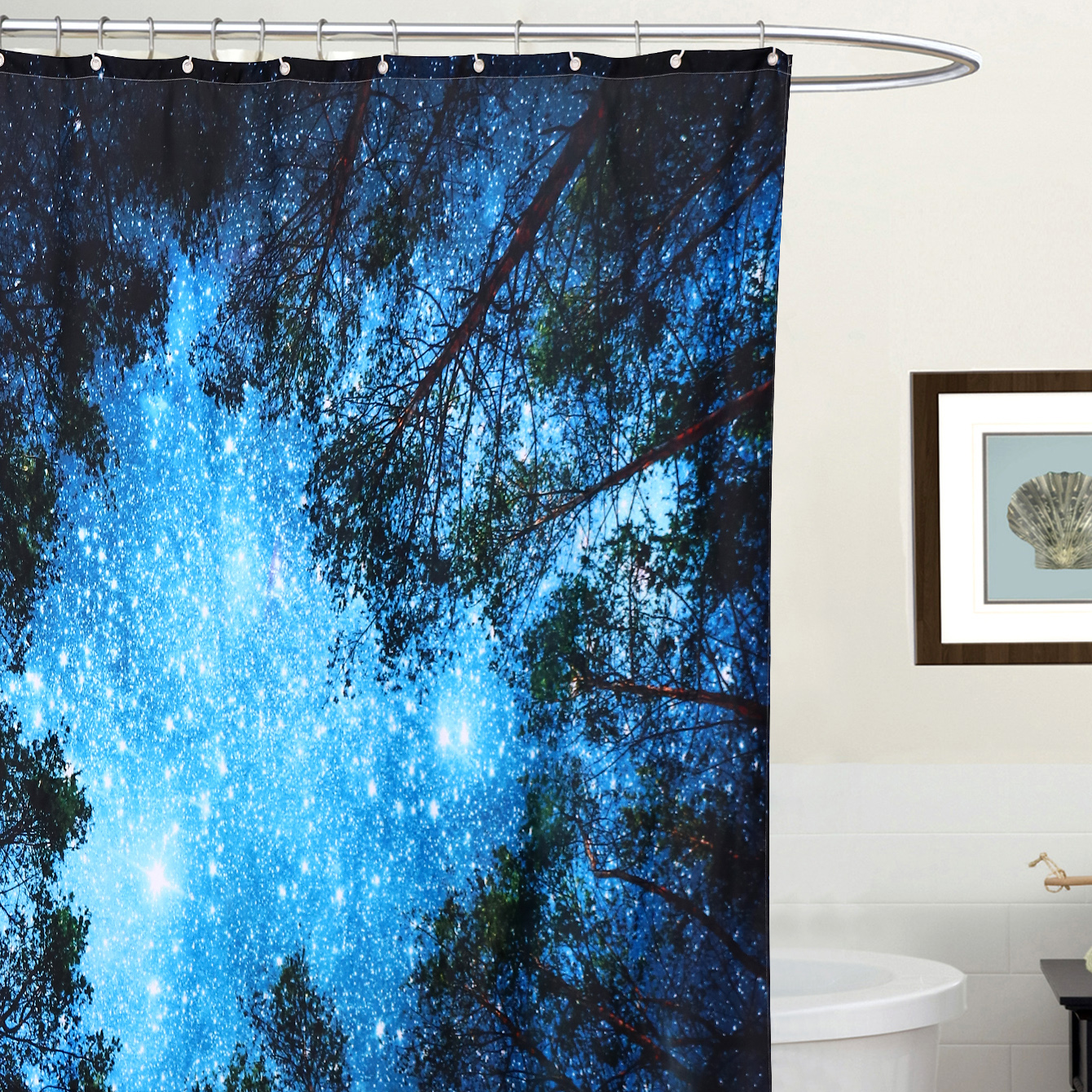 1 Pc Of Star Polyester Print Shower Curtain 180*180 display picture 2