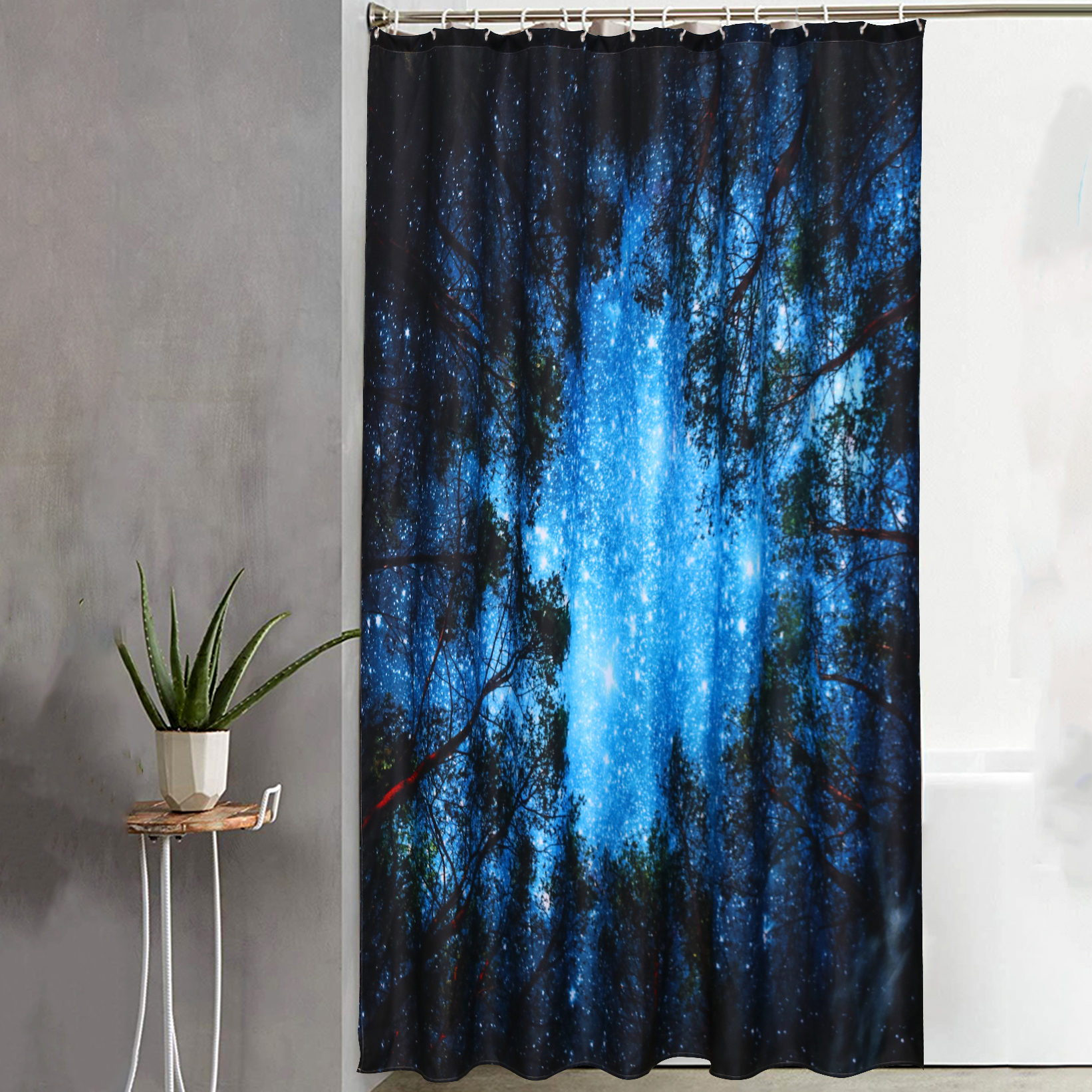 1 Pc Of Star Polyester Print Shower Curtain 180*180 display picture 3
