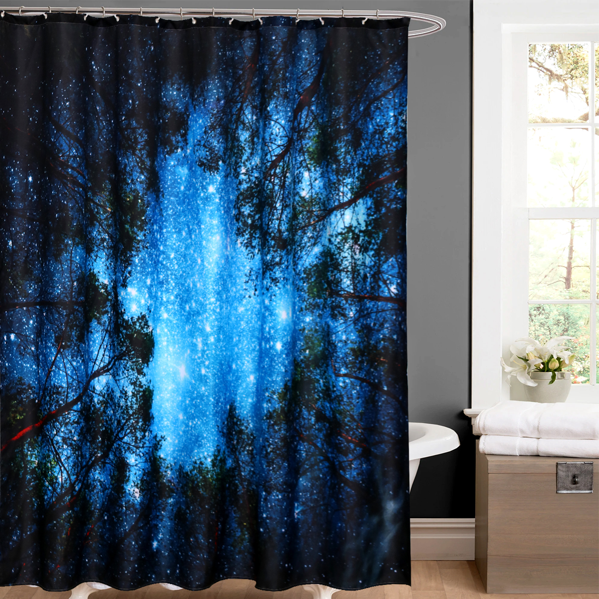 1 Pc Of Star Polyester Print Shower Curtain 180*180 display picture 5