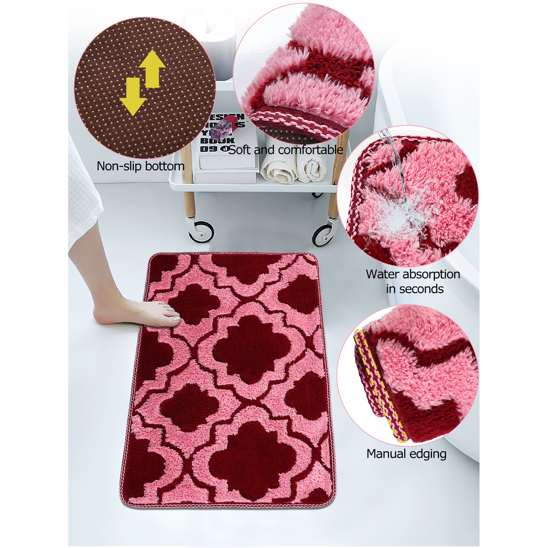 1 Plush Absorbent Non-slip Bathroom Floor Mat 40cm*60cm display picture 7