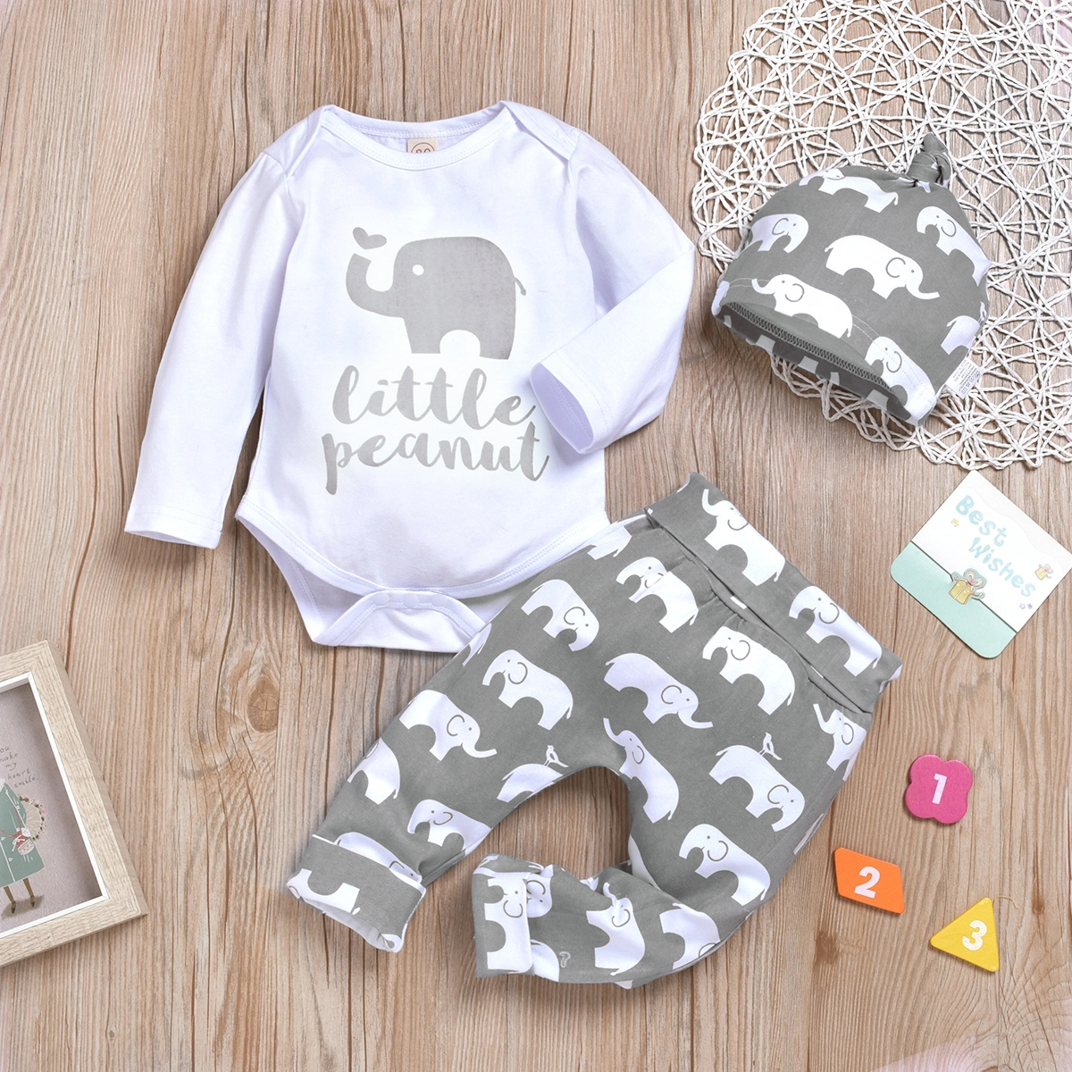 2022 Baby Elephant Printing Romper Suit display picture 1