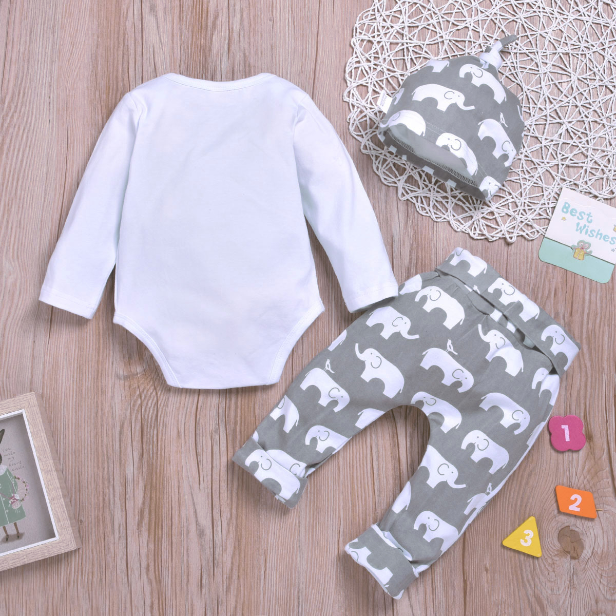 2022 Baby Elephant Printing Romper Suit display picture 2