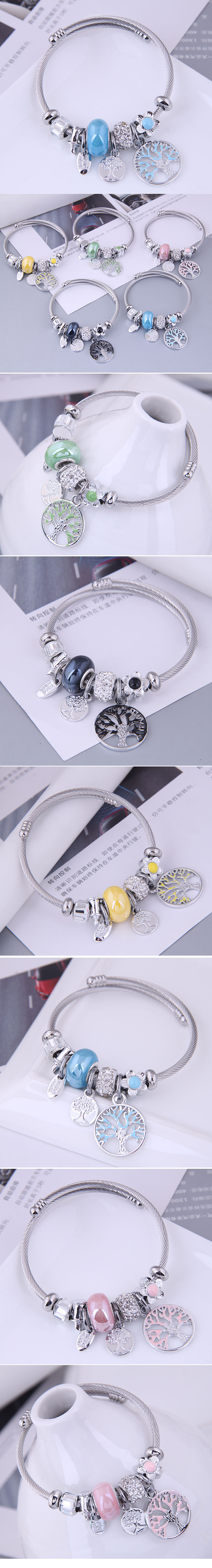 European And American Fashion Simple Tree Of Life Pendant Multi-element Bracelet display picture 1