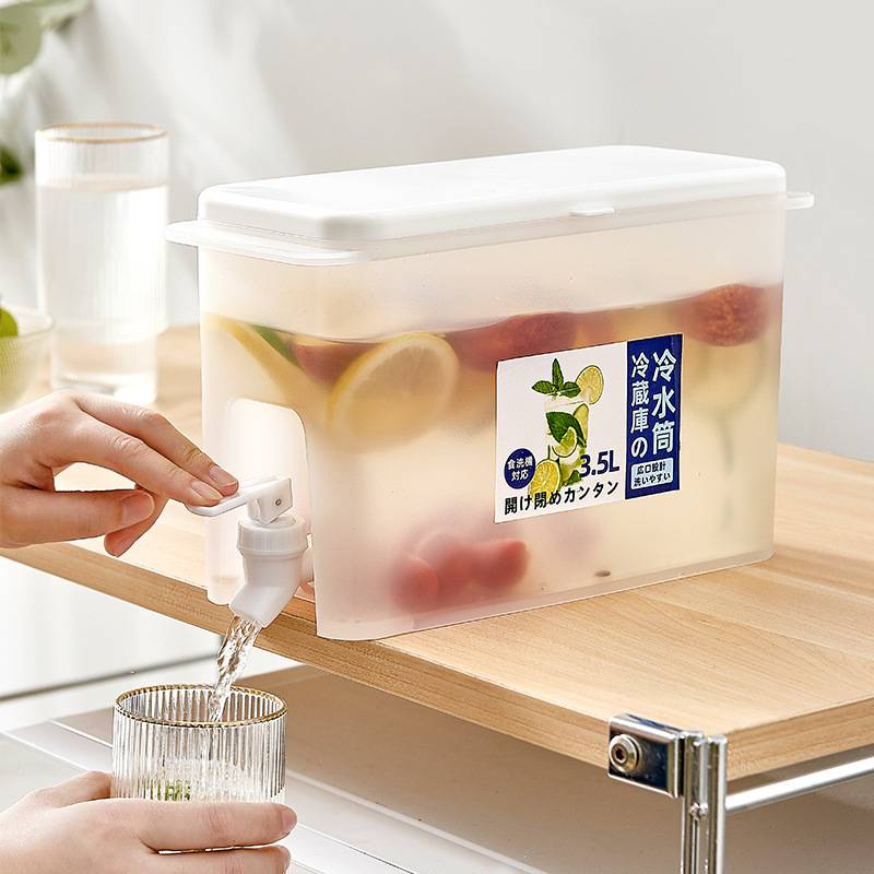 3.5 Liters 5 Liters Cold Kettle With Faucet Summer Household Lemonade Bottle Water Cold Bubble Bottle Ice Water Put Refrigerator Fruit Teapot display picture 6
