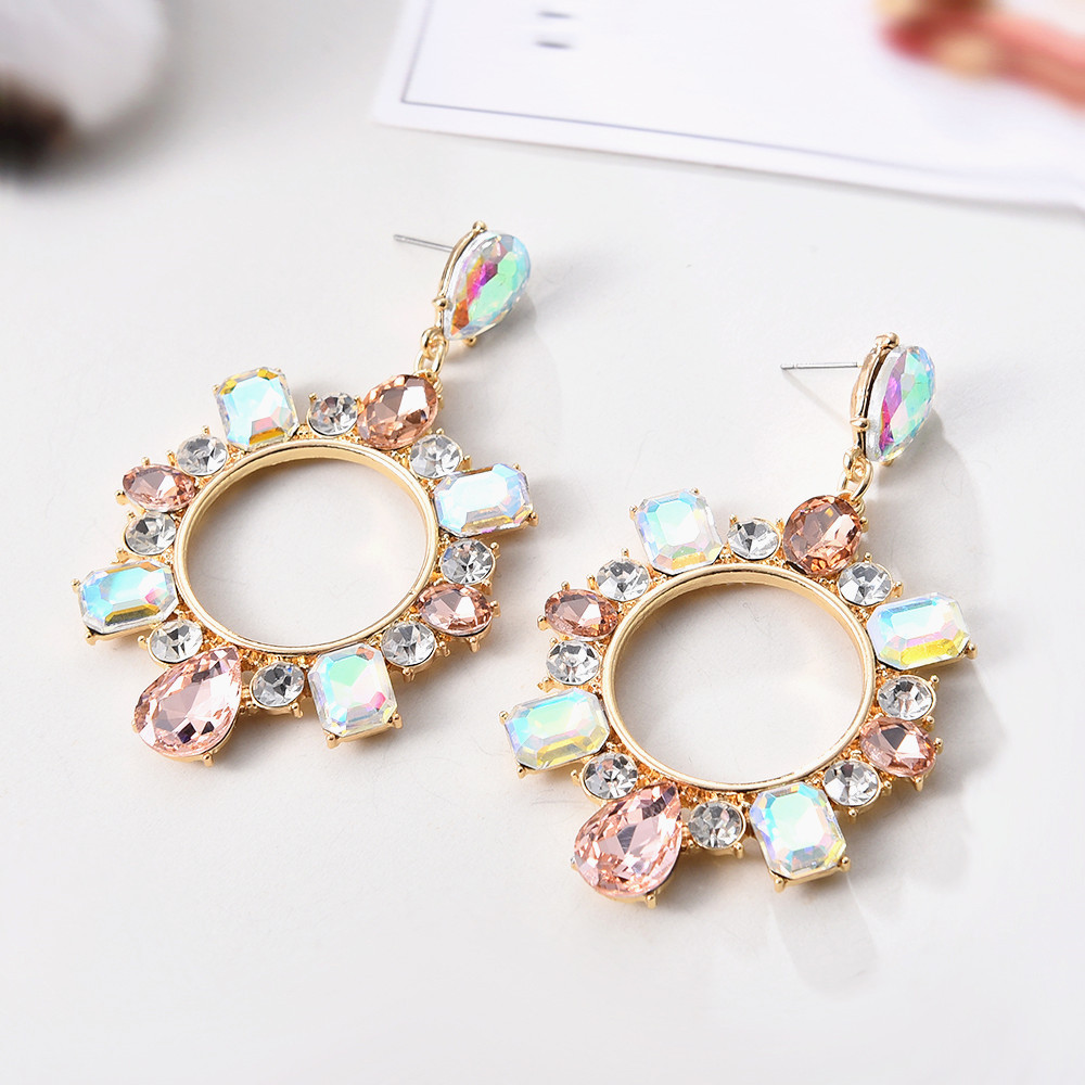 European And American Style Exaggerated Geometric Alloy Diamond Earrings Wholesale display picture 1