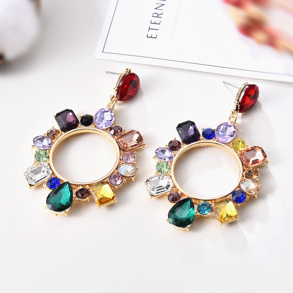European And American Style Exaggerated Geometric Alloy Diamond Earrings Wholesale display picture 4