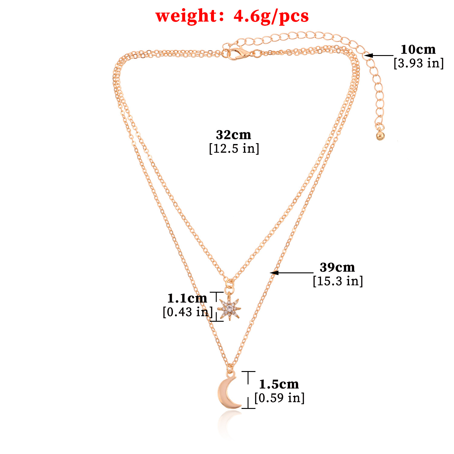 European And American Simple Crescent Full Diamond Star Necklace Female display picture 4