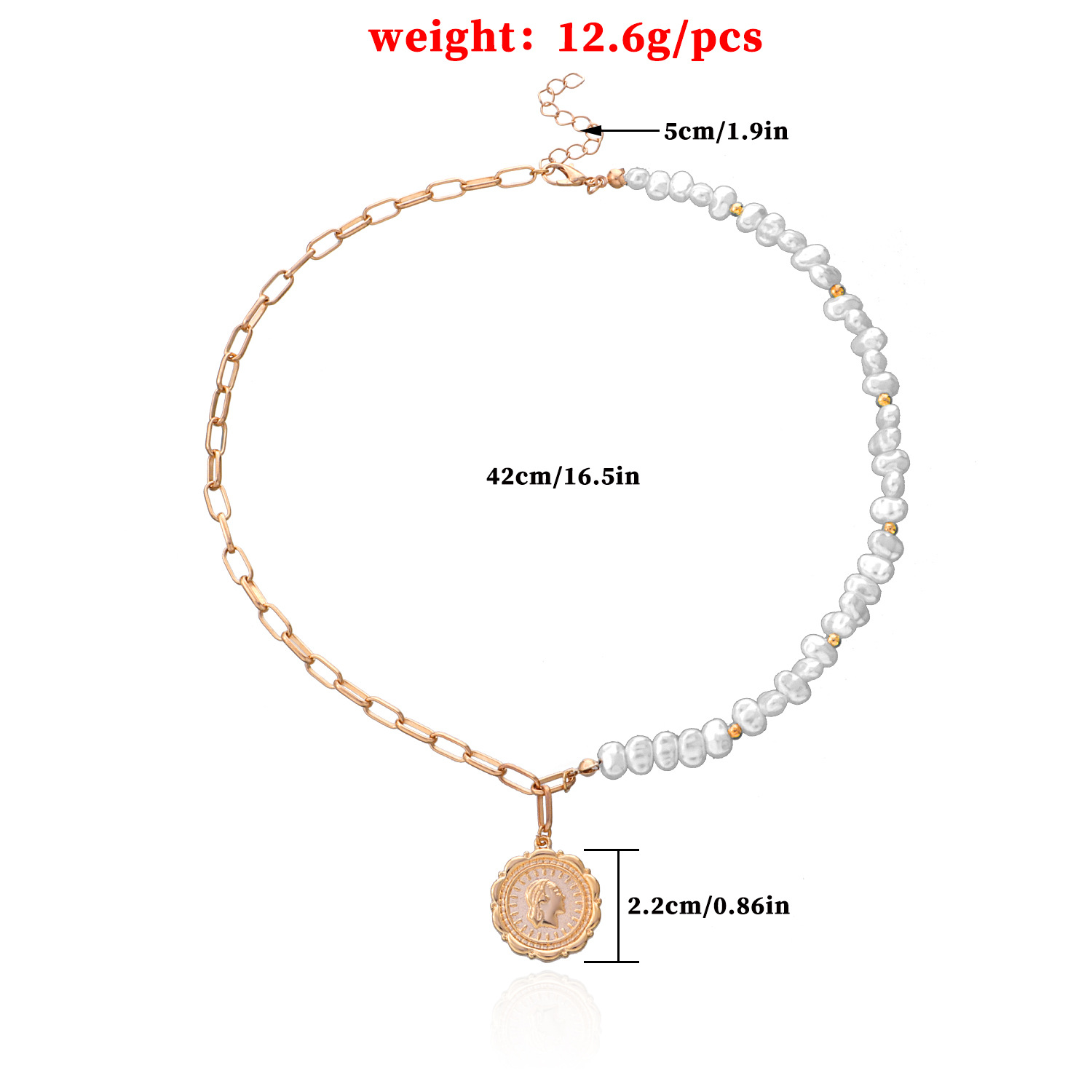 European And American Pearl Embossed Queen Pendant Necklace Female Wholesale display picture 4