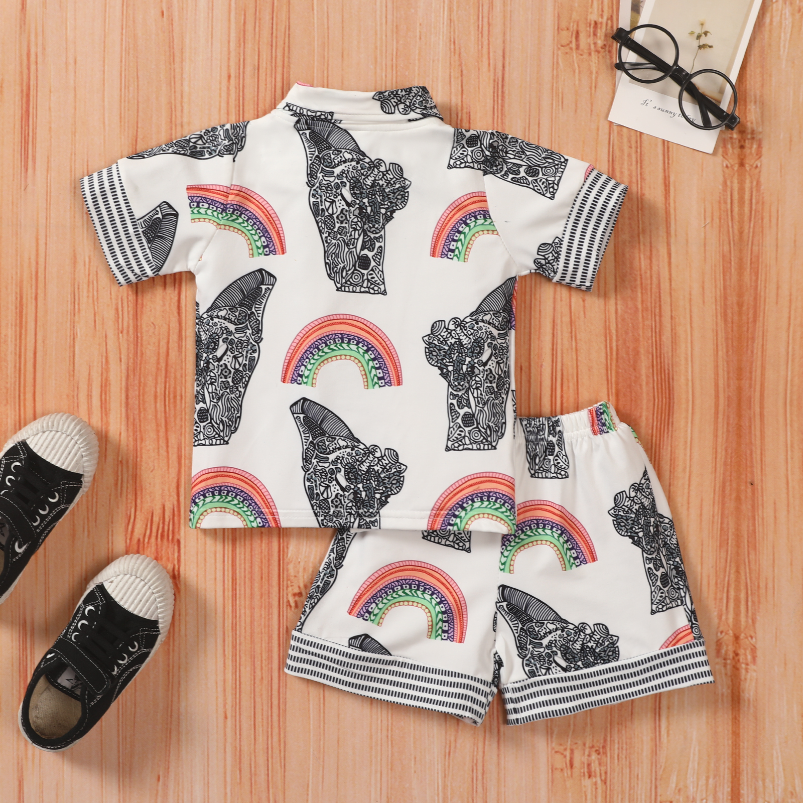 2022 Summer Boys Suit Baby Short Sleeve Animal Print Shirt Shorts display picture 3