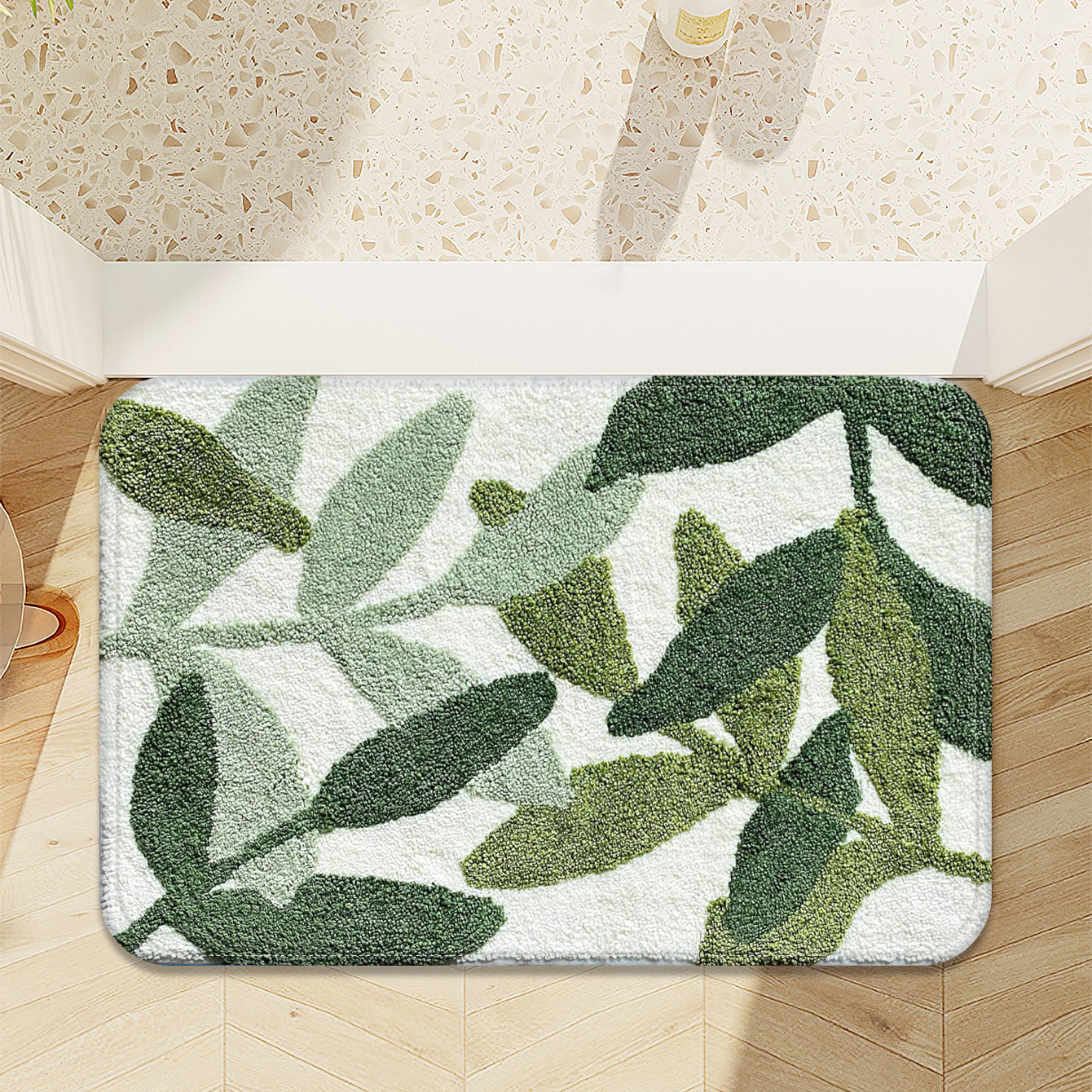 Wholesale Green Leaf Absorbent Non-slip Bath Mat 40*60cm display picture 5