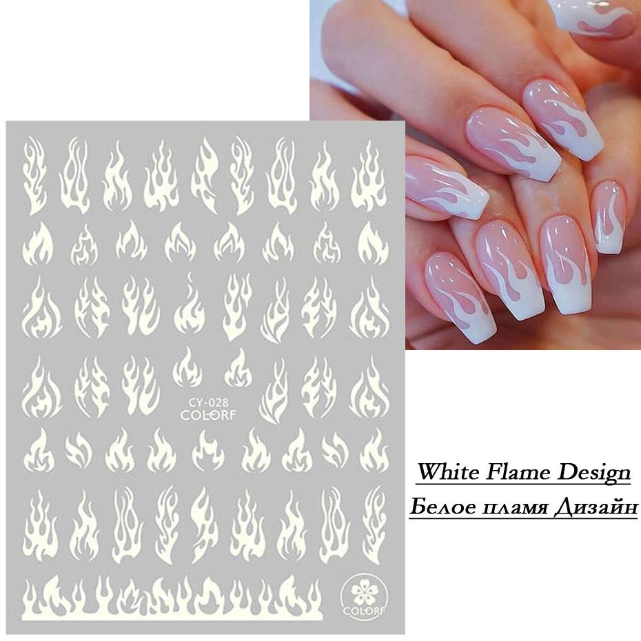 Luminous Manicure Stickers Ins Net Red Flame Numbers Letters Leaves Flower Nail Stickers display picture 6