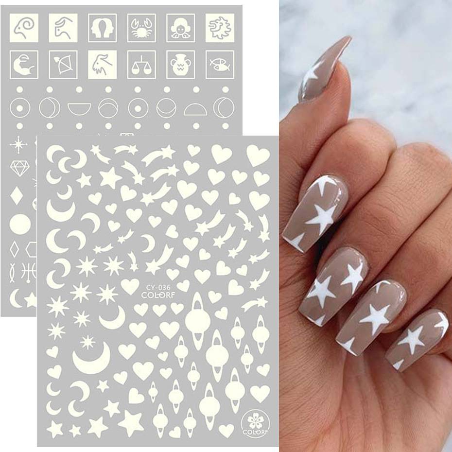 Luminous Manicure Stickers Ins Net Red Flame Numbers Letters Leaves Flower Nail Stickers display picture 7