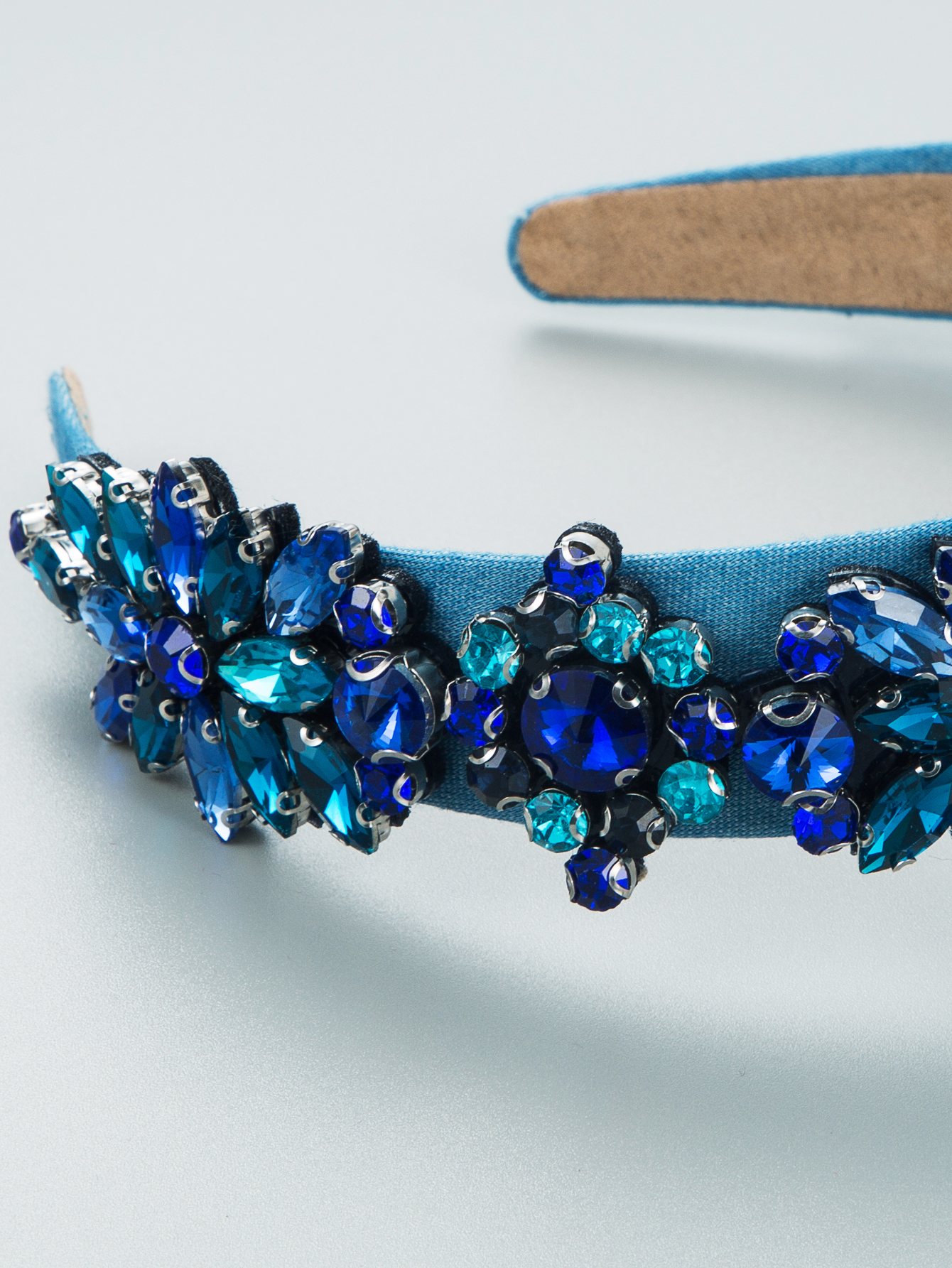 Frühlingsblaue Edelsteindekoration Blaues Stirnband display picture 4