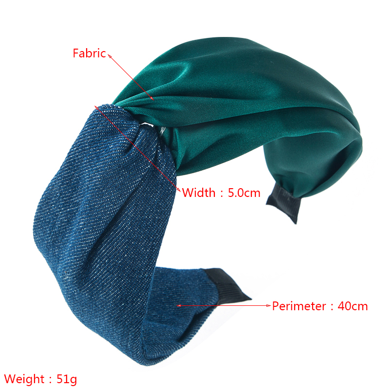 Contrast Color Stitching Korean Style Wide-brimmed Satin Headband display picture 1