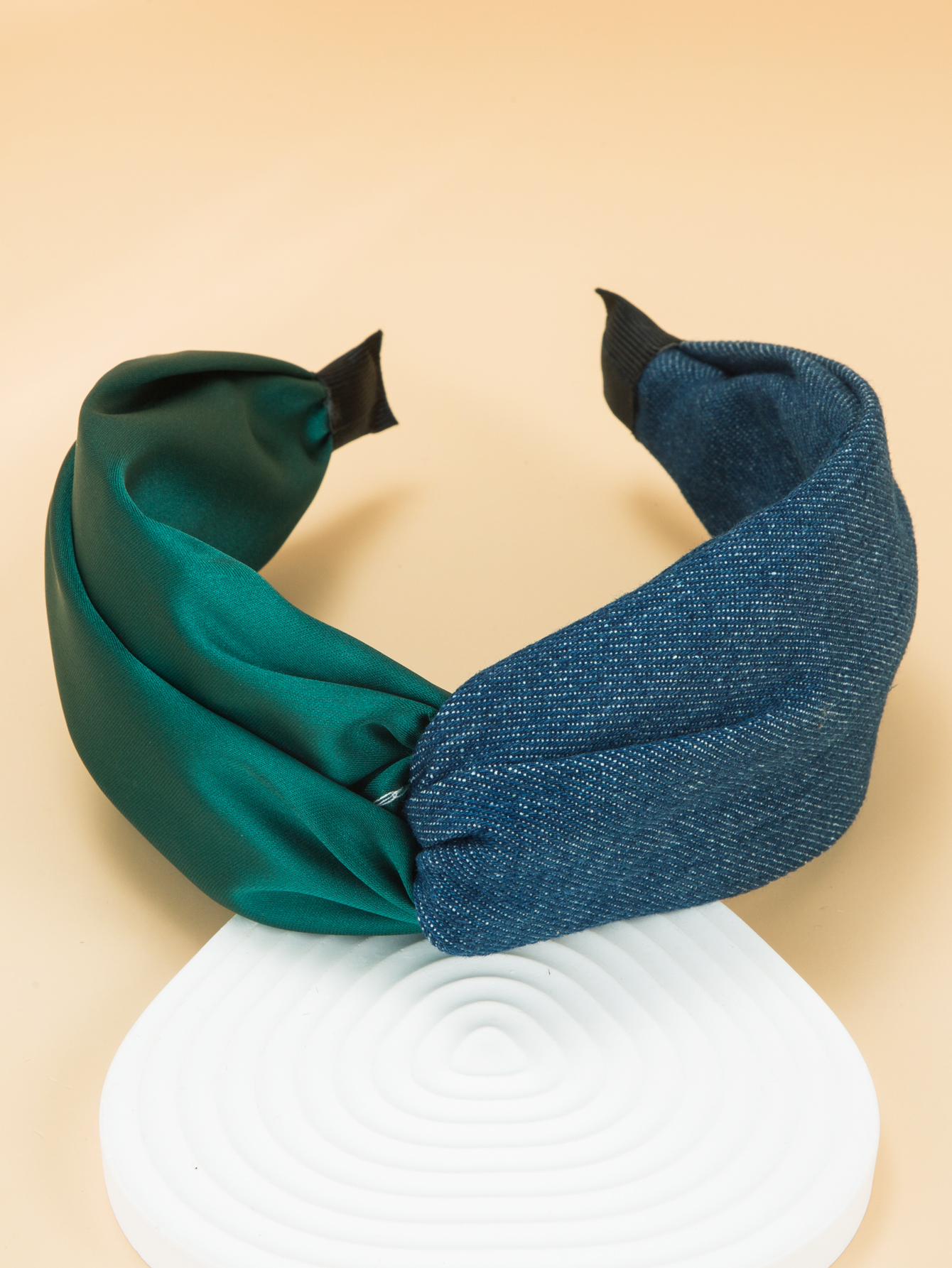 Contrast Color Stitching Korean Style Wide-brimmed Satin Headband display picture 6