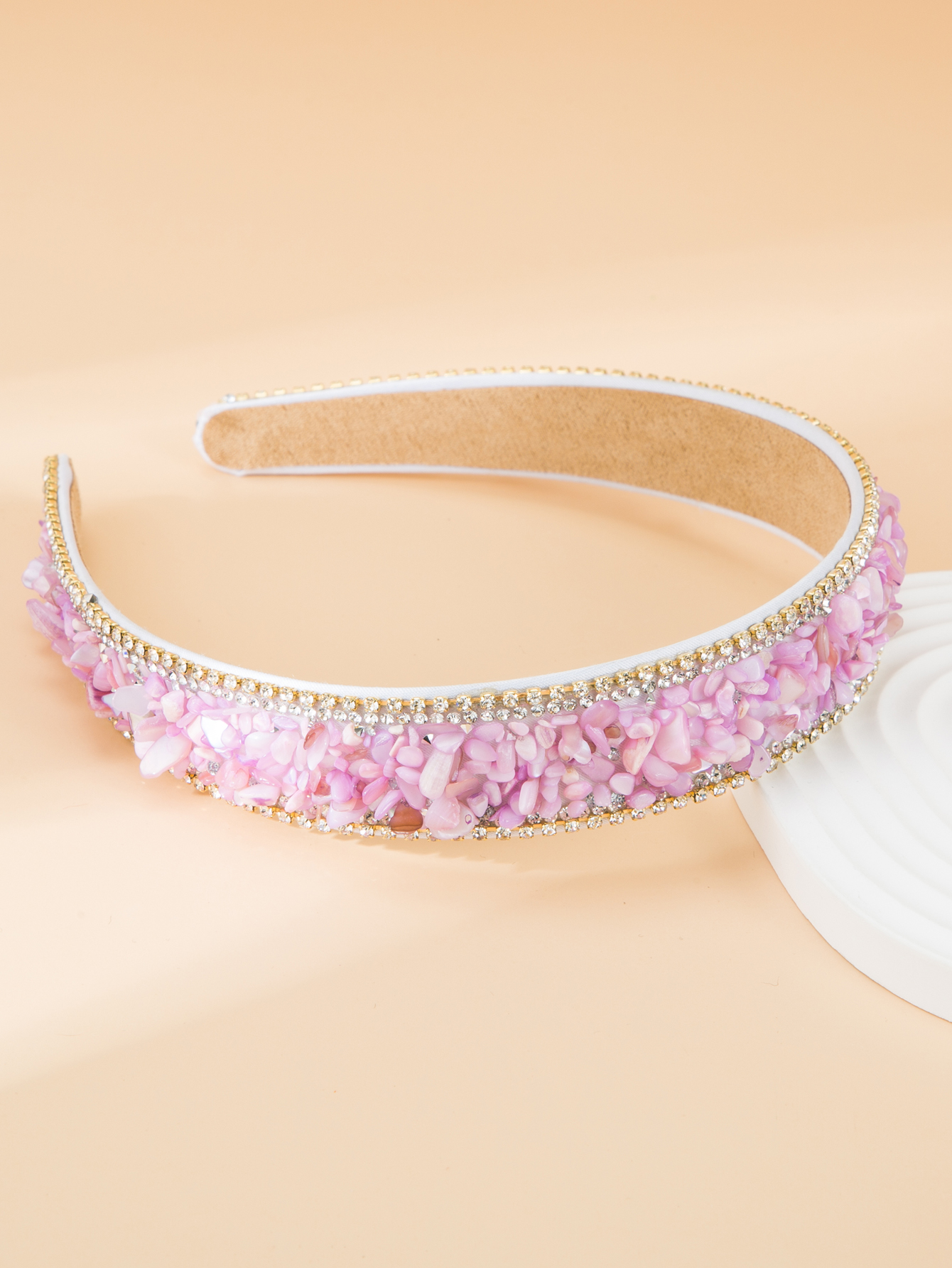Korean Simple Purple Rhinestone Pink Hairband Headband display picture 4