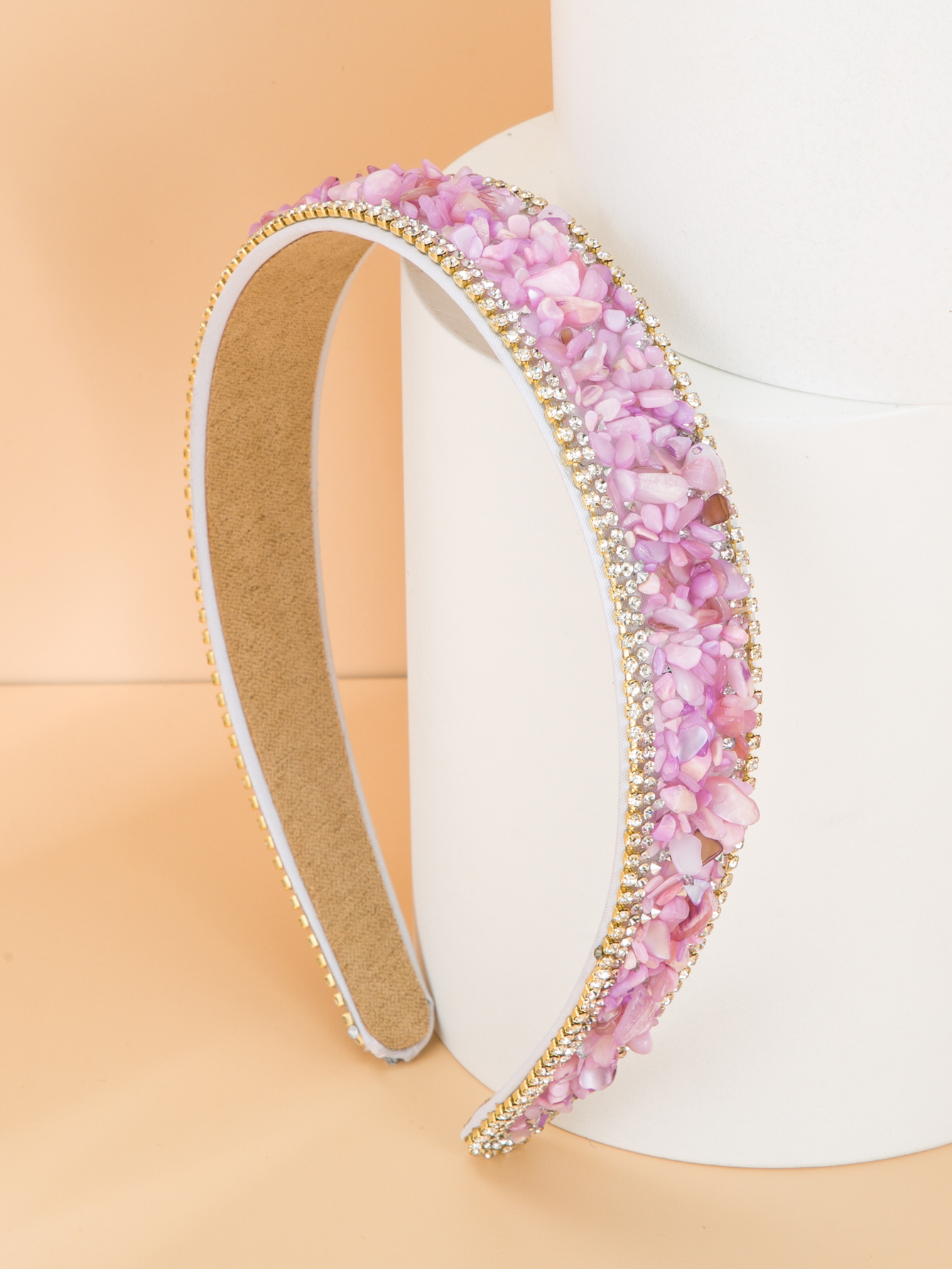 Korean Simple Purple Rhinestone Pink Hairband Headband display picture 5