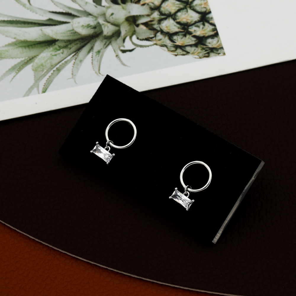 Simple Hoop Diamond Tassel Geometric Tide Fashion Copper Earrings display picture 1