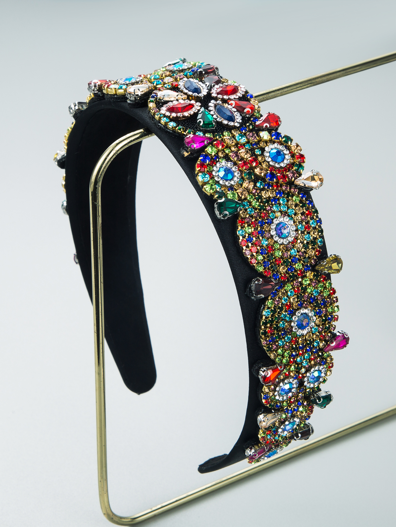 Vintage Ornate Jeweled Fabric Wide Headband display picture 2