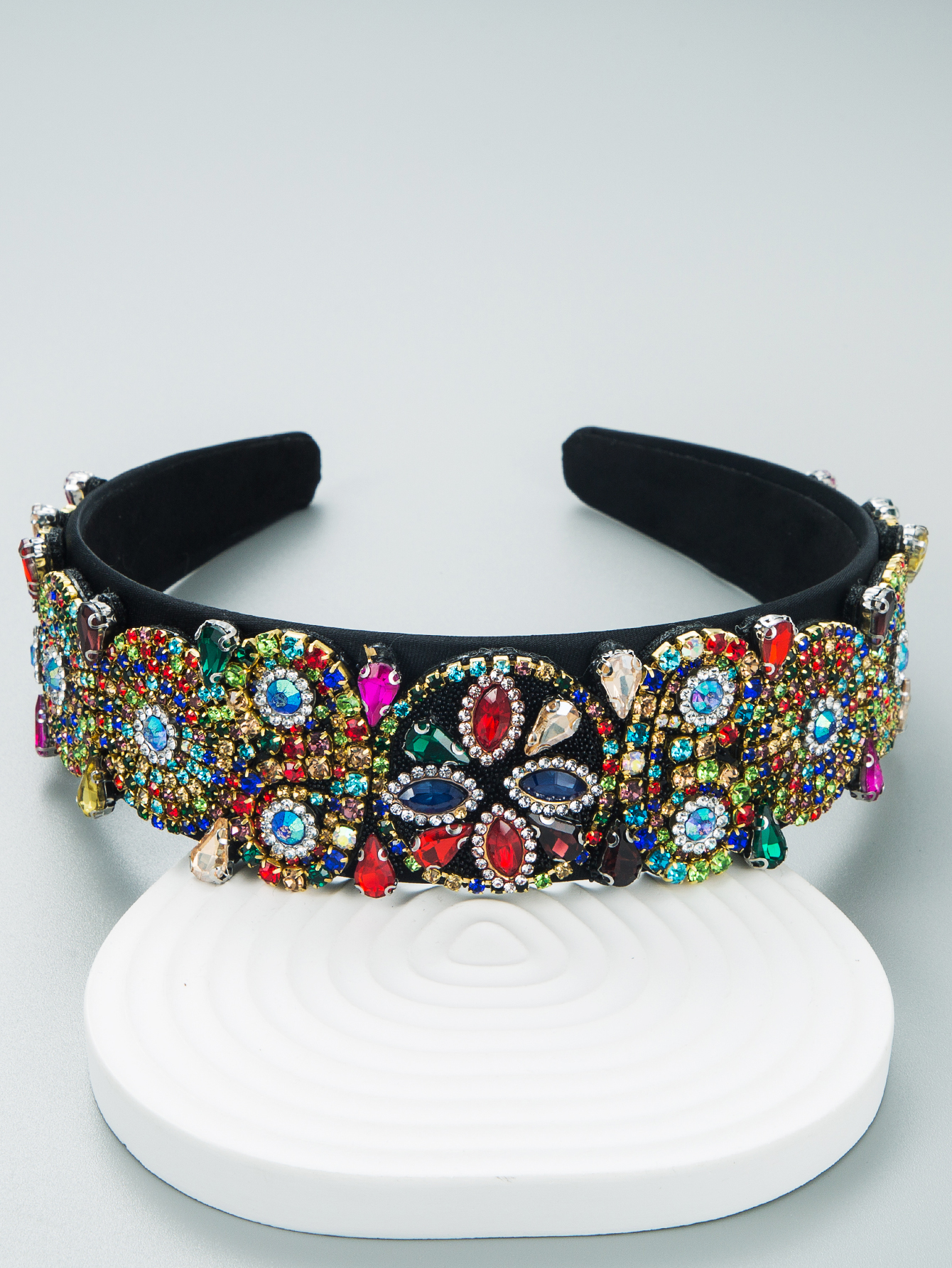 Vintage Ornate Jeweled Fabric Wide Headband display picture 6