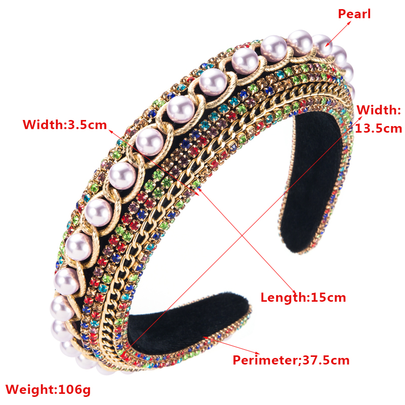 Fashion Geometric Chain Braided Pearl Rhinestone Headband display picture 1