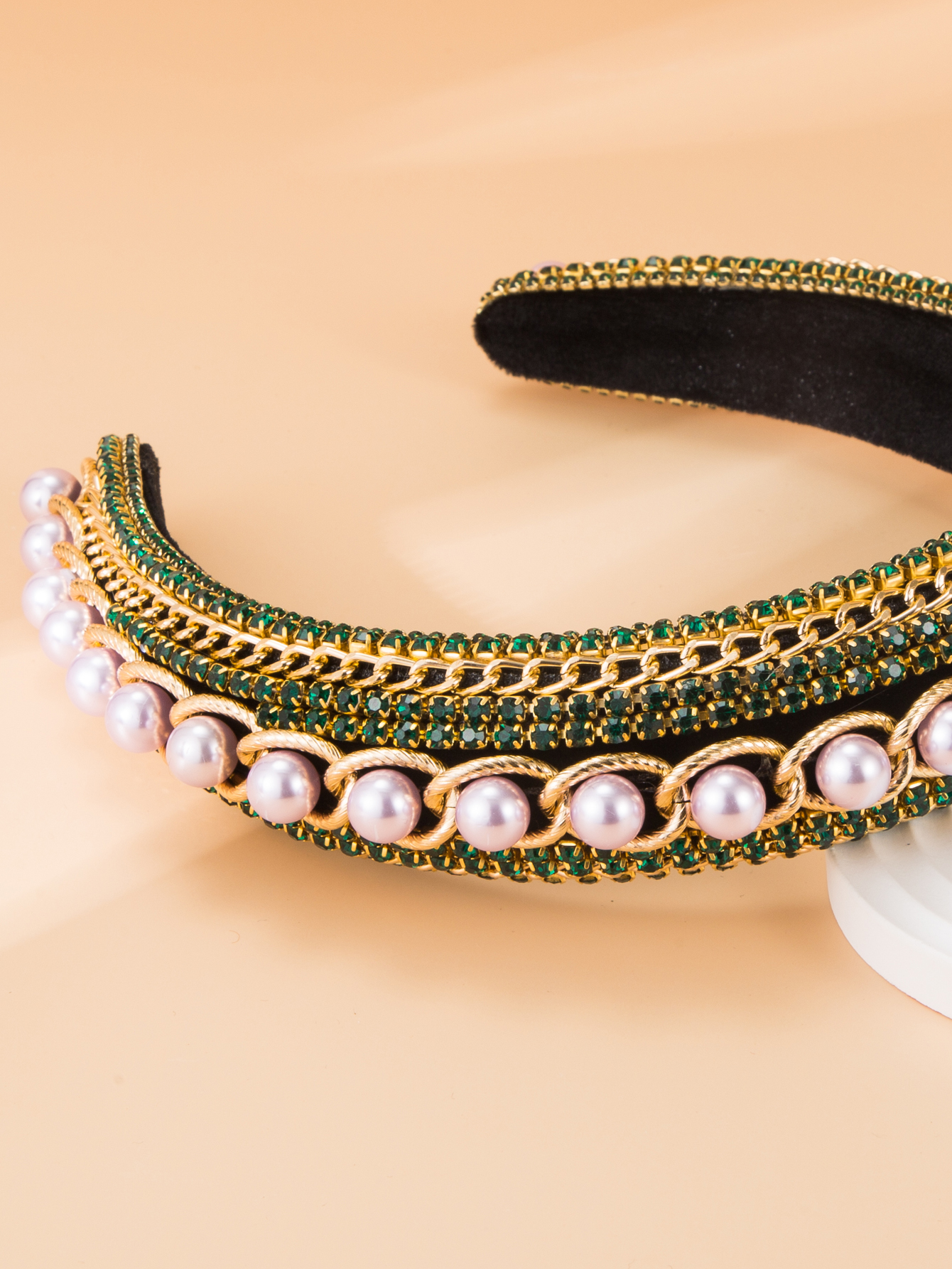 Fashion Geometric Chain Braided Pearl Rhinestone Headband display picture 4