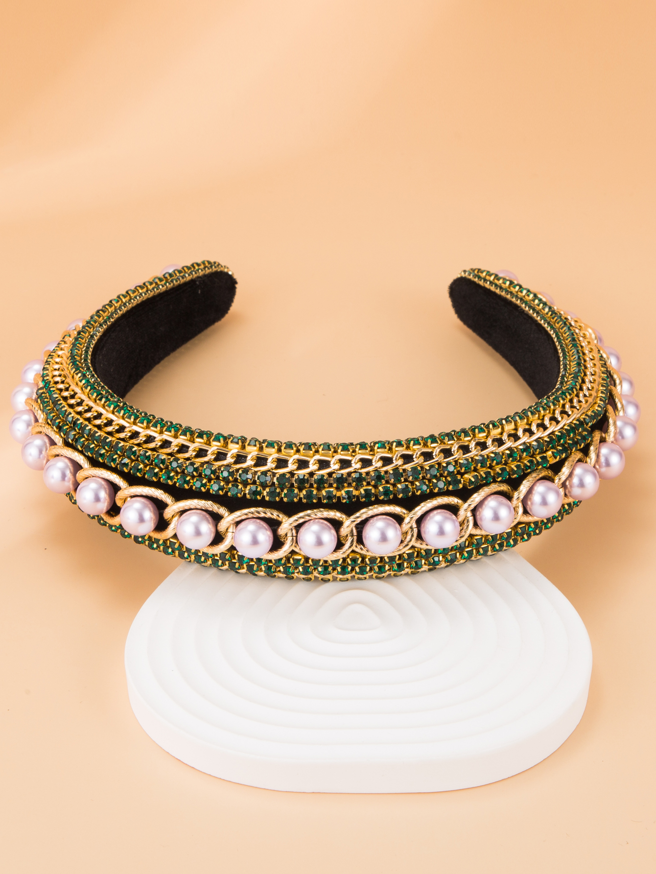 Fashion Geometric Chain Braided Pearl Rhinestone Headband display picture 6