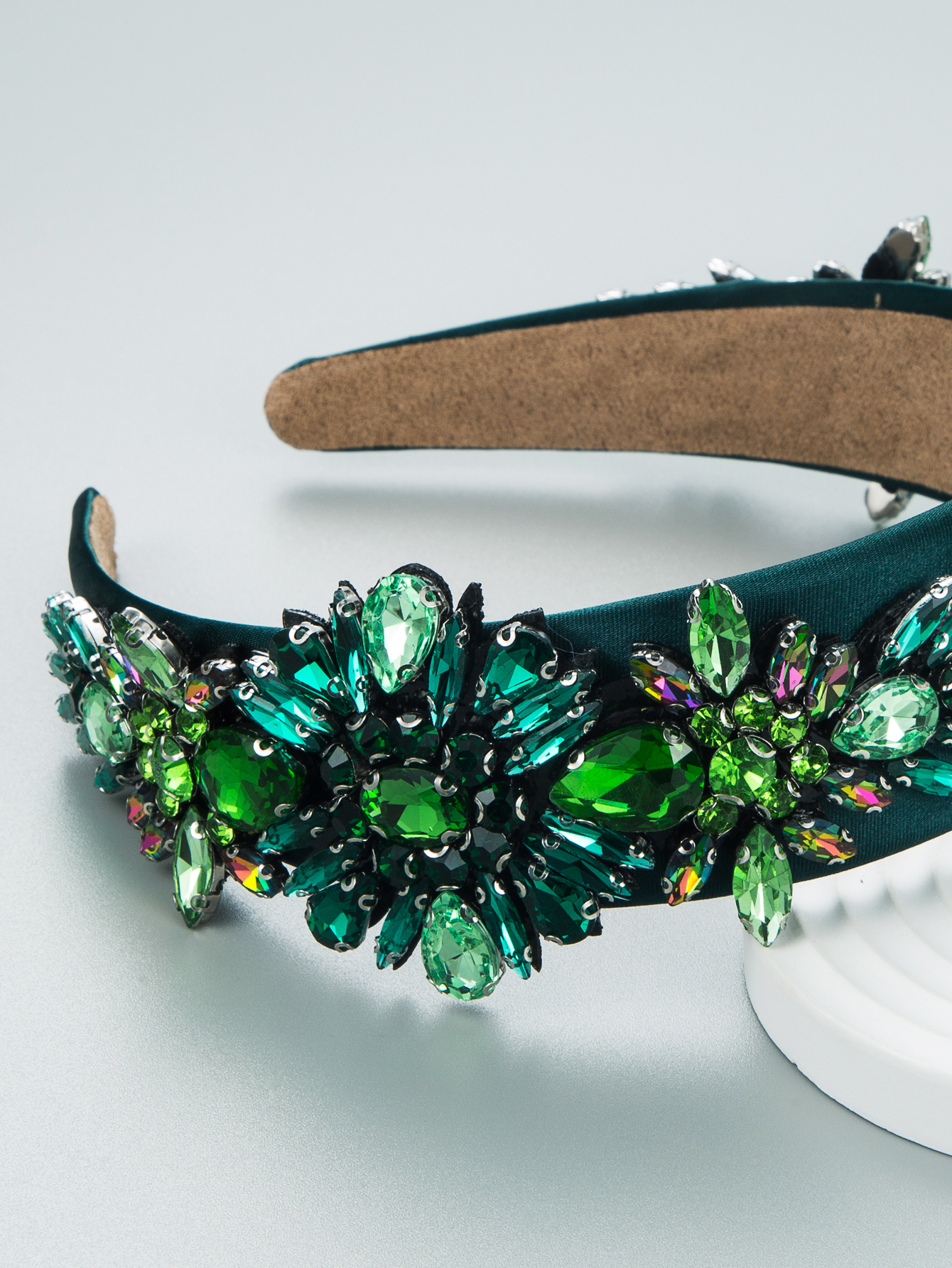 Baroque Diamond Decorative Green Flower Headband display picture 4
